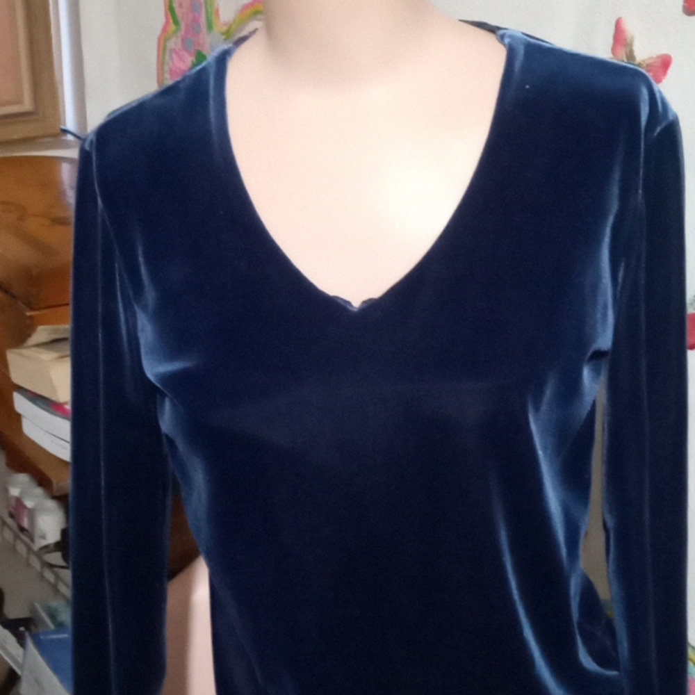 Eddie Bauer royal blue velour /velvet top sz S